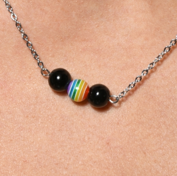 Andrew Christian Other - Andrew Christian Pride Element Necklace rainbow black bead on chain